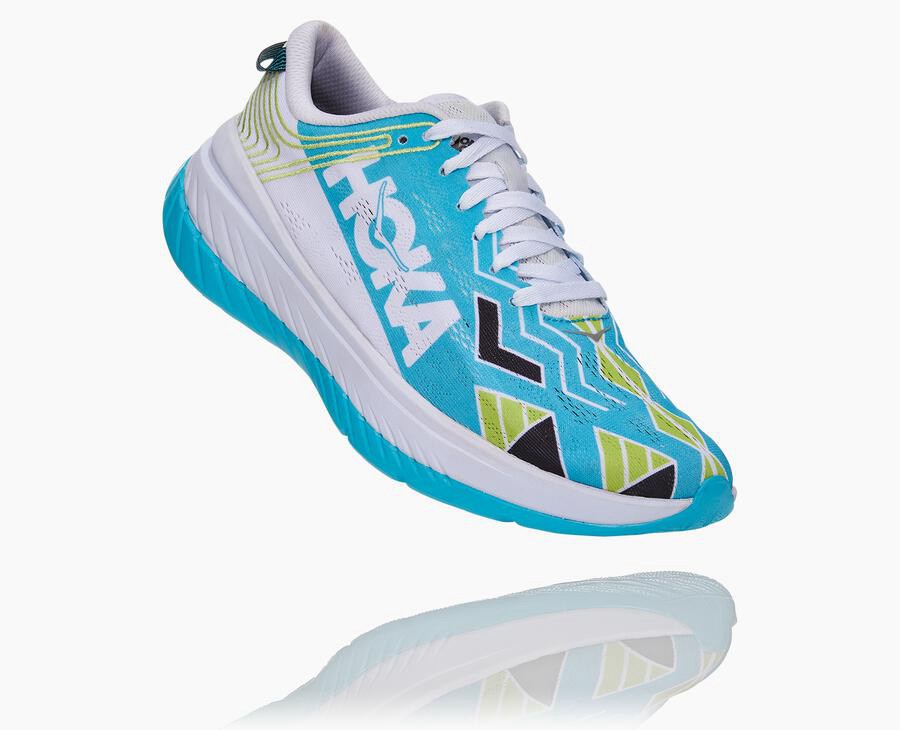 Hoka One One Ironman Kona Carbon X - Women Running Shoes - Blue/White,Australia MCB-248931